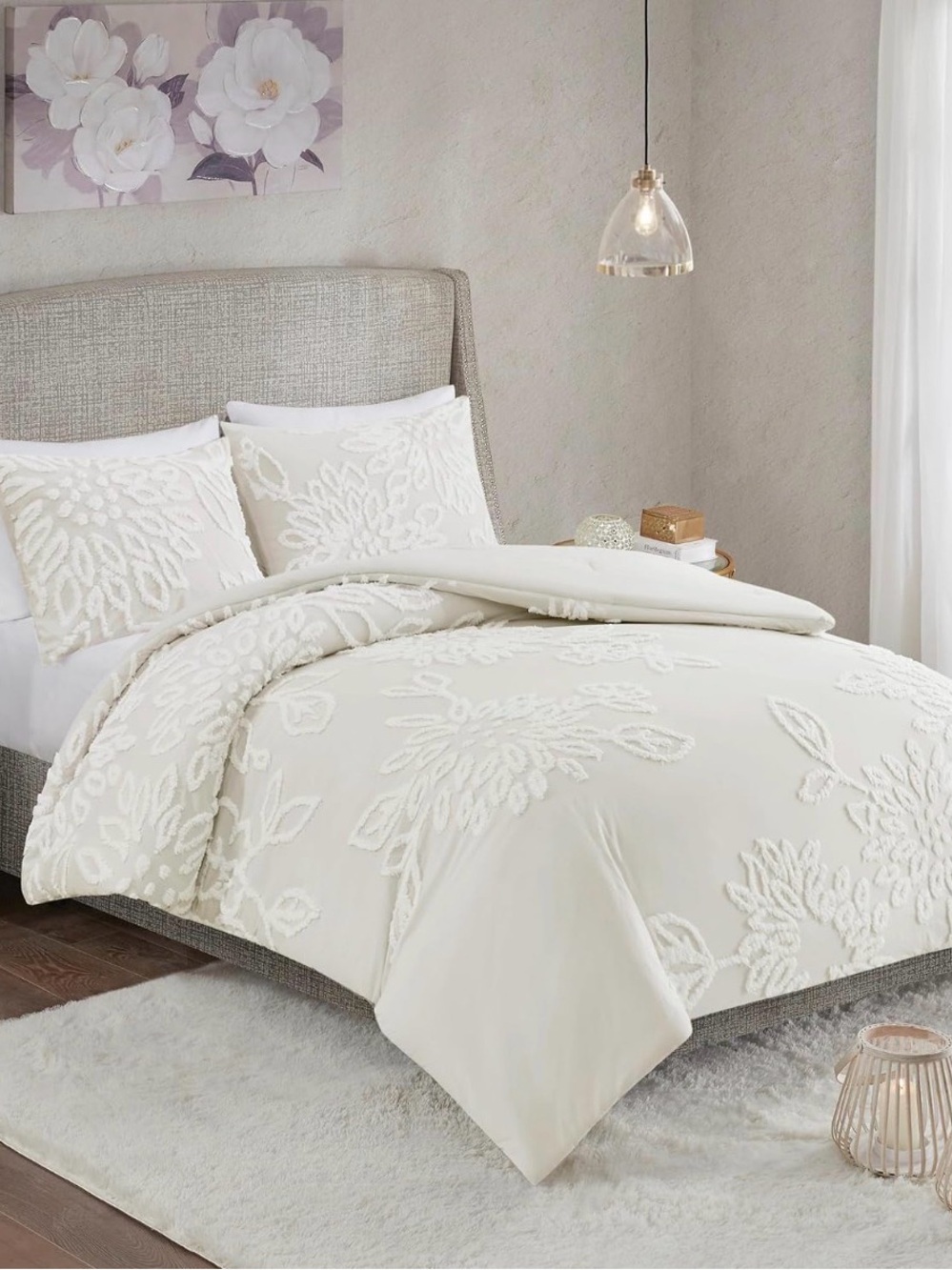 Madison Park - Floral Chenille Tufted 3-pc Comforter Set - King/Cali King
